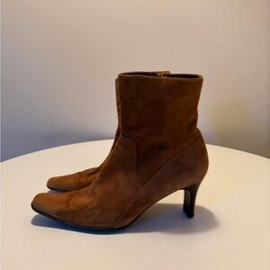 Anne Klein Leather Suede Brown Heeled Boots